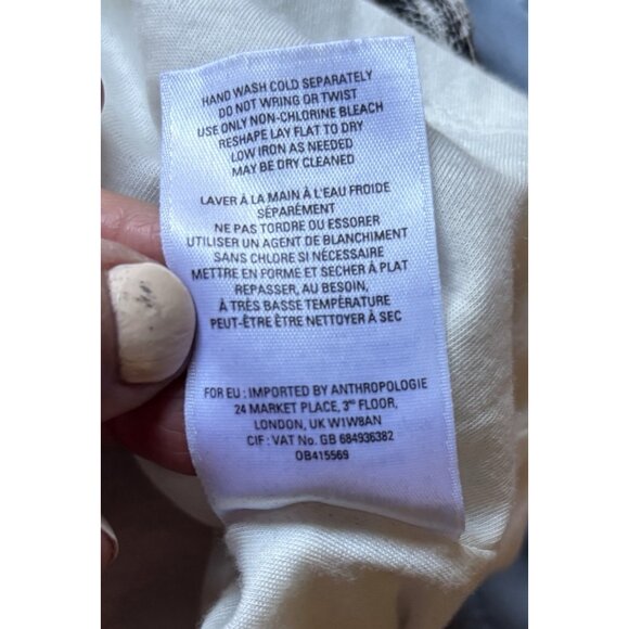 Anthropologie Deletta Delphine Checkered Plaid Smocked Sleeveless Top Size Med - Picture 7 of 9